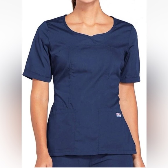 NEW Cherokee Women Scrubs Top Workwear Originals V-Neck Navy 4746 Sz 4XL - Picture 2 of 5